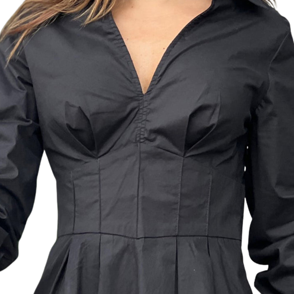 Alternative view of Women Elegant Casual Solid Color V-neck Dress