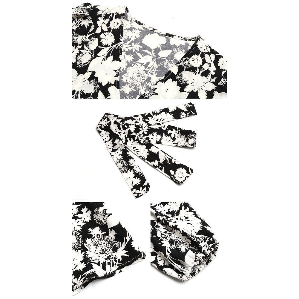 New V-neck Long-sleeved Printed Dress