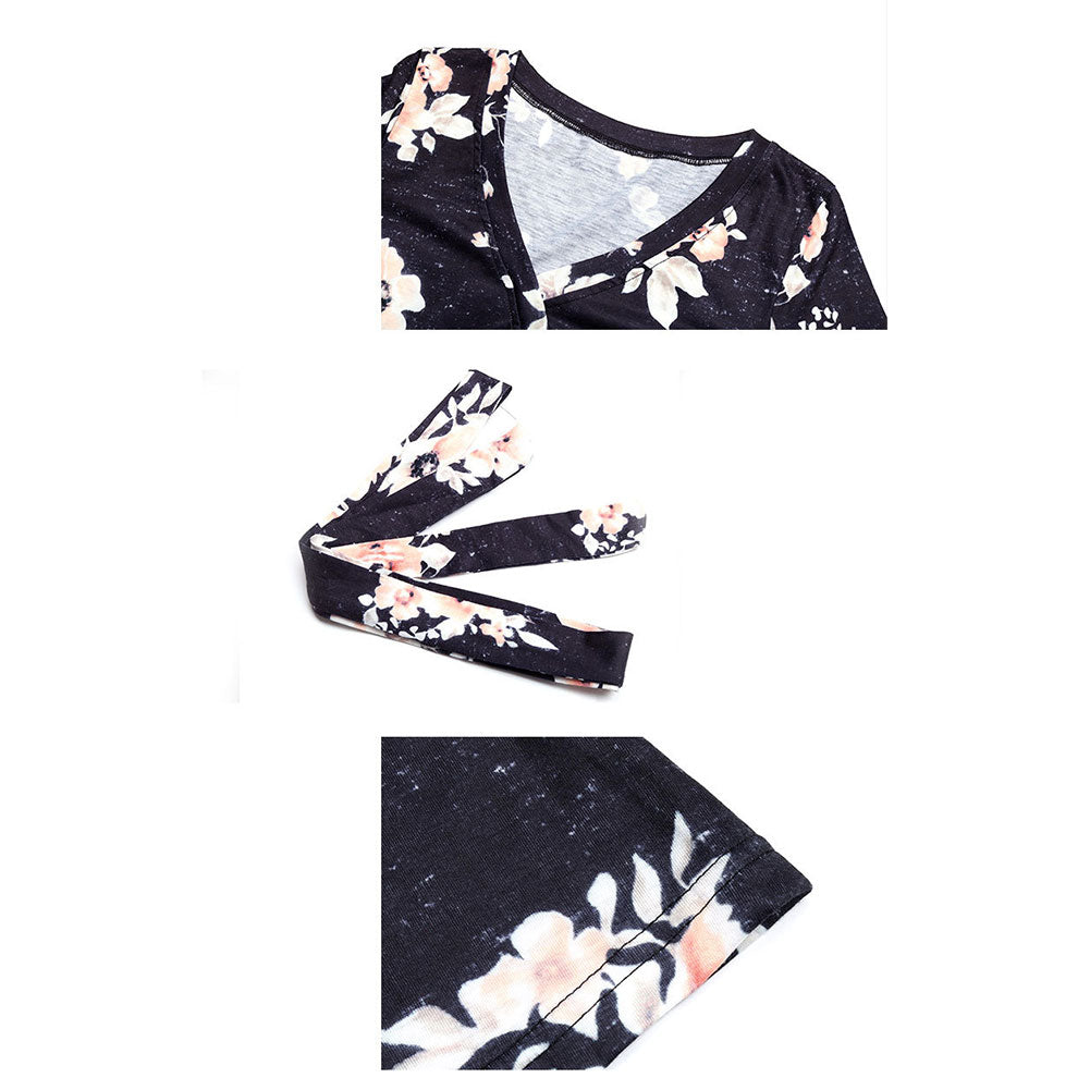 Alternative view of Spring V-neck Long-sleeved Printed Dress