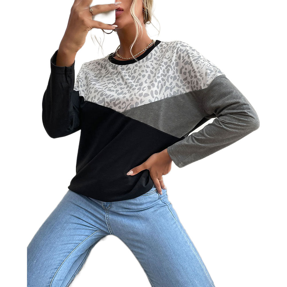 Alternative view of Women Wear Casual Long-sleeved Color Block Sweaters