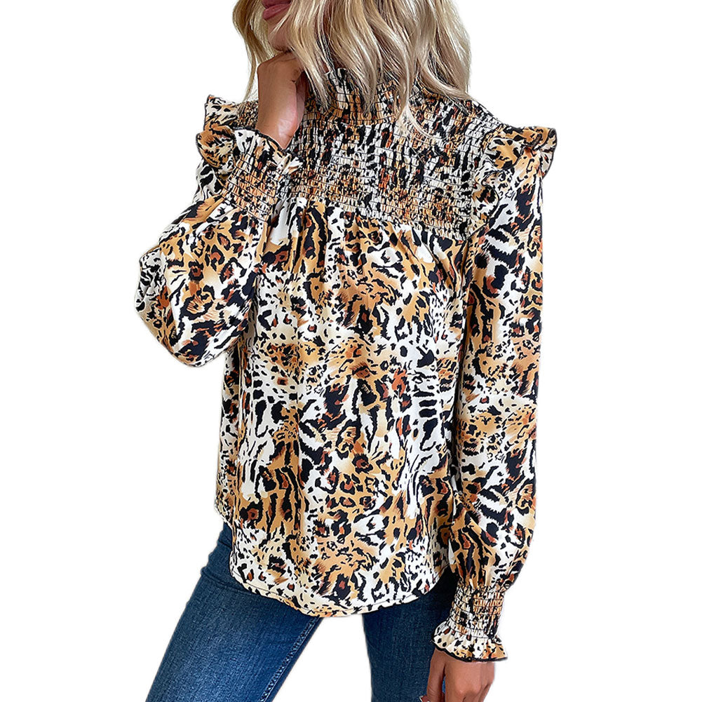 Alternative view of Fashion Women Clothing Tops Leopard Print Half Shirt