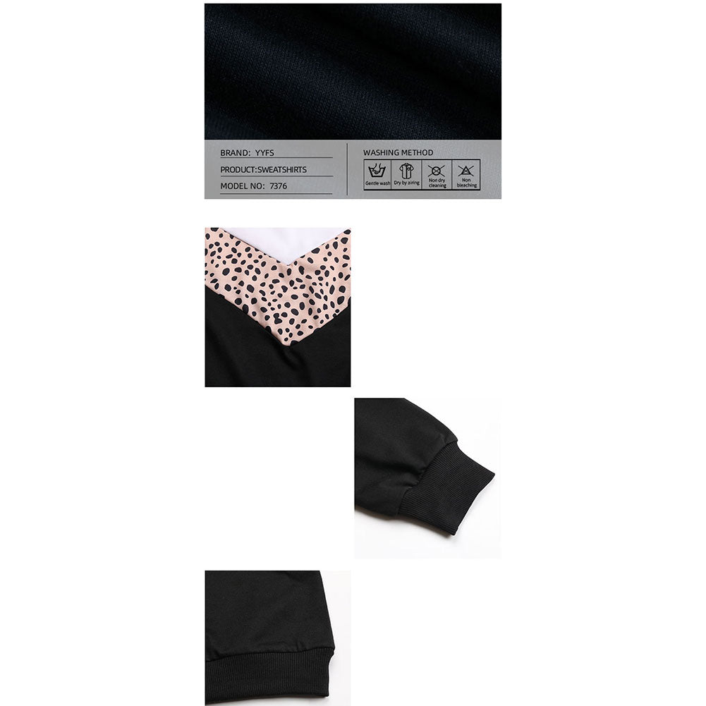 Alternative view of Women Long-sleeved Hoodie With Color-block Leopard Tops