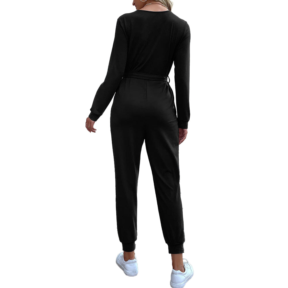 Alternative view of Casual Thin Long-sleeved Black Jumpsuit Pants