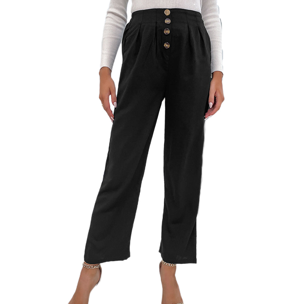 Solid Black Cropped Bootcut Pants
