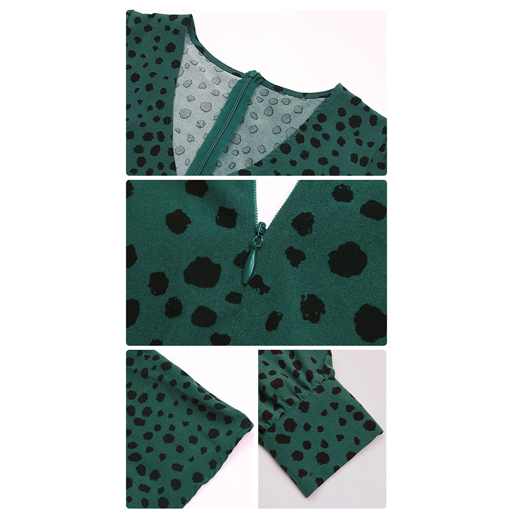 Alternative view of Women Clothing Green Long-sleeved Leopard Dress