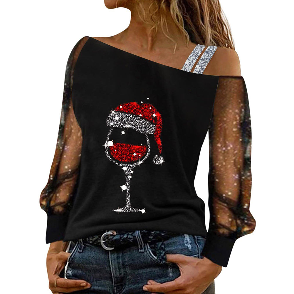 Alternative view of Women One-neck Off-the-shoulder Printed Tops T-shirt
