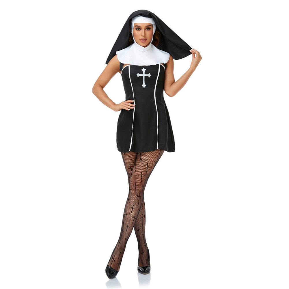 Women Easter Party Costume Nun Cosplay Stage Dress
