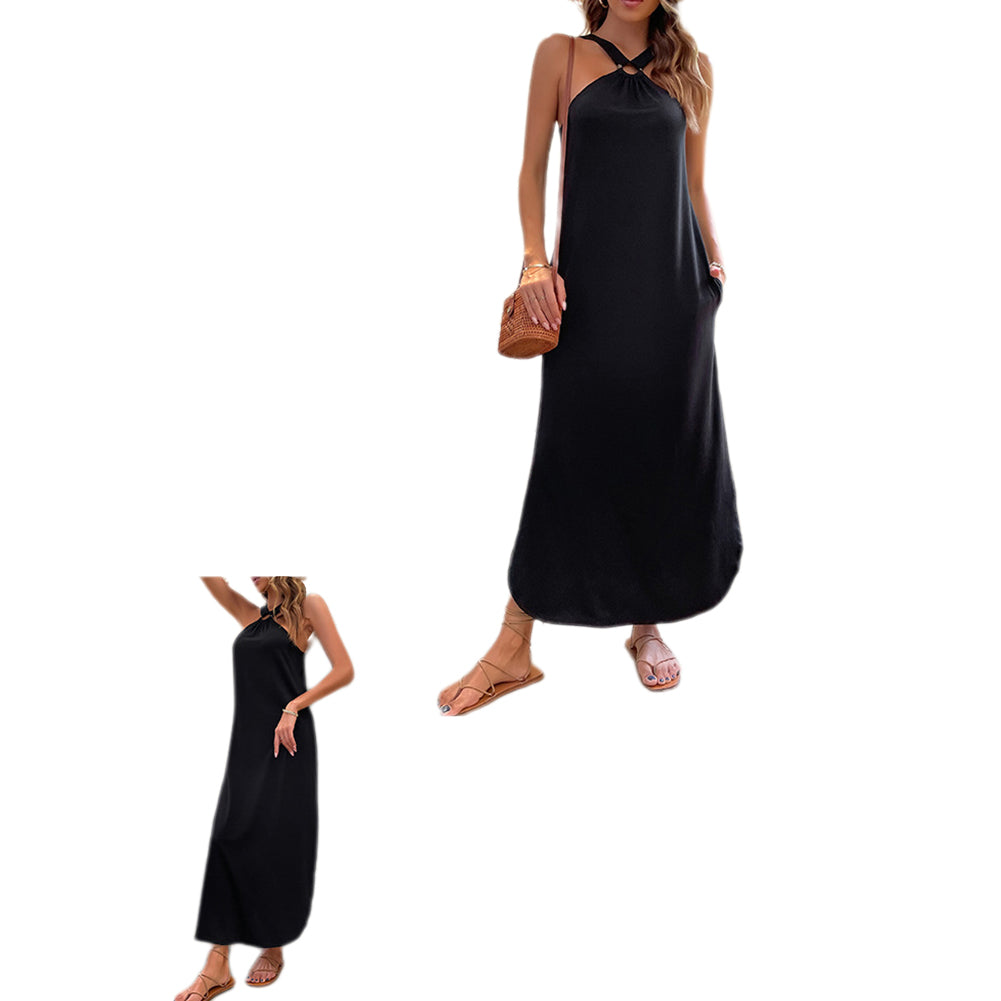 Women New Suspender Skirt Black Sleeveless Dress - Image 3