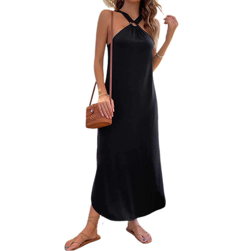 Women New Suspender Skirt Black Sleeveless Dress - Image 4