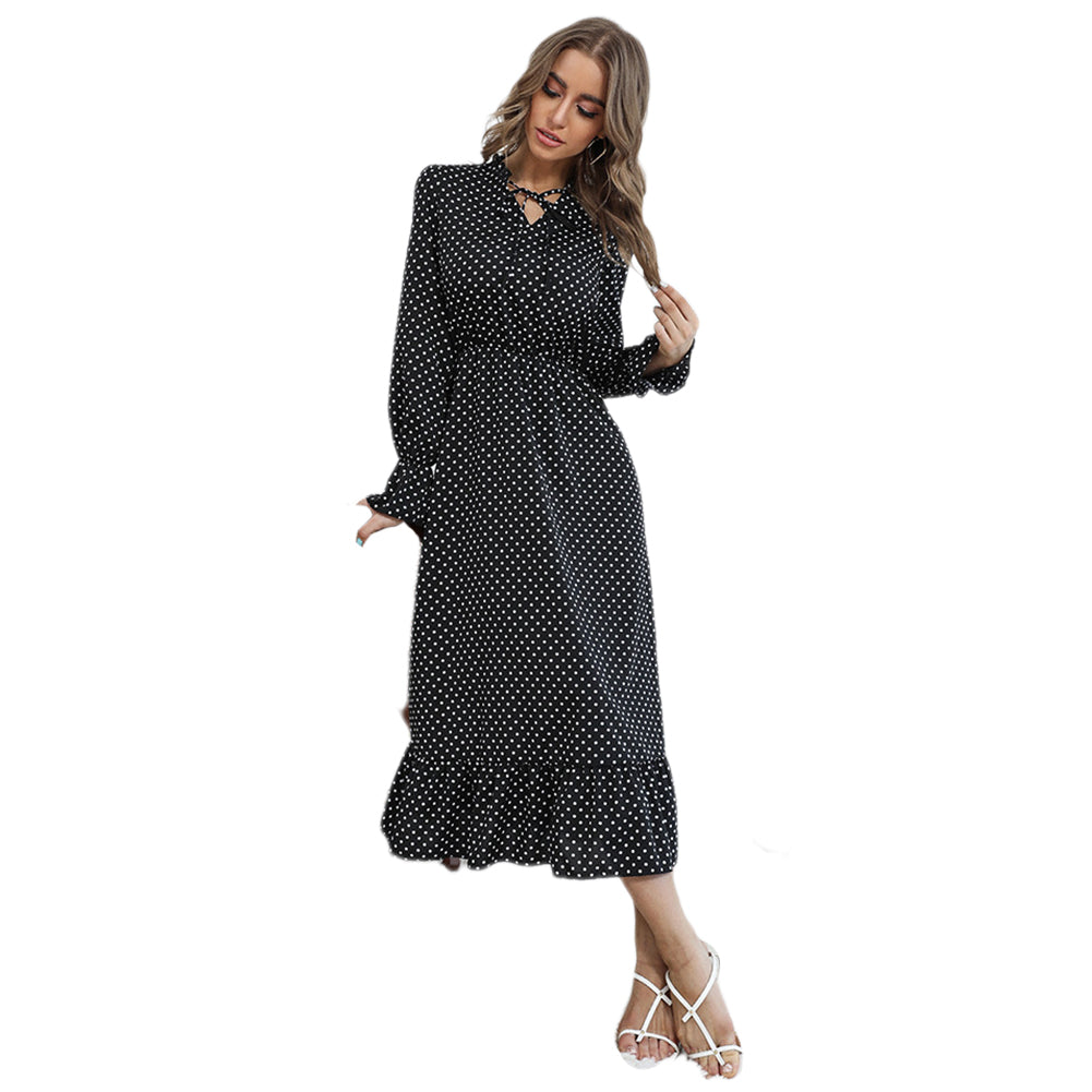 Alternative view of Fashion Women Spring New Long-sleeved Polka-dot Dress
