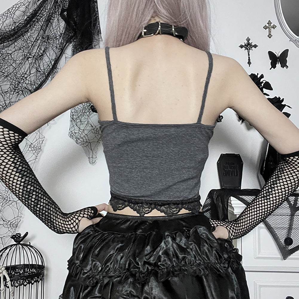 Alternative view of Hot Girls Lace Splicing Suspenders Dark Style Personality Tops