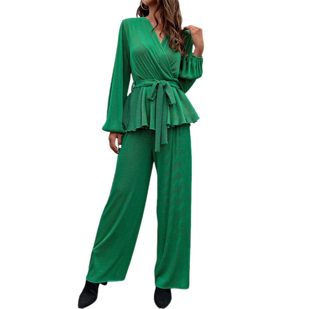 Alternative view of Women Spring Summer Knitted Belt Two-piece Suit