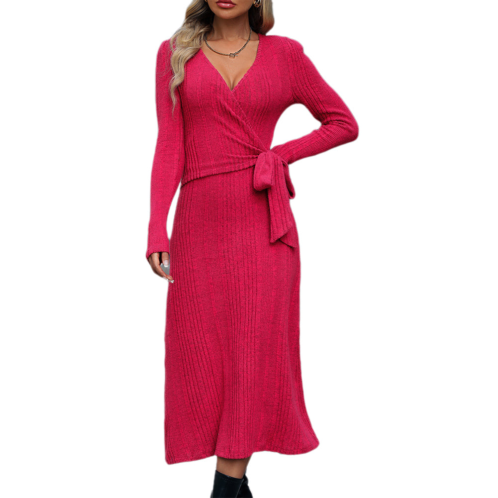 V-neck Sexy Temperament Commuter Straps Knitted Dress