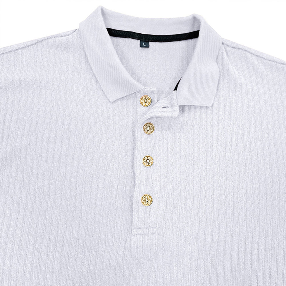Lapel Long Sleeve Solid Color Polo Shirt