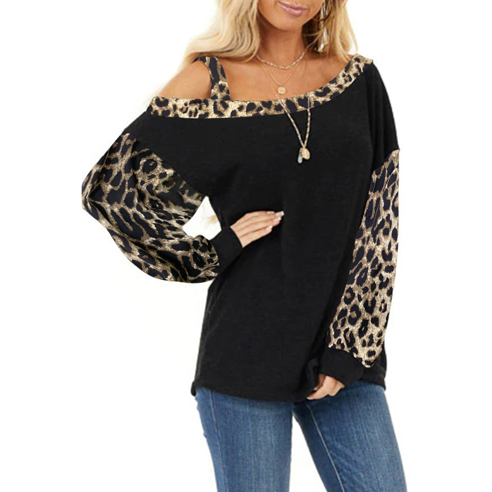 Loose Slash Neck Pullover Long Sleeve Tops