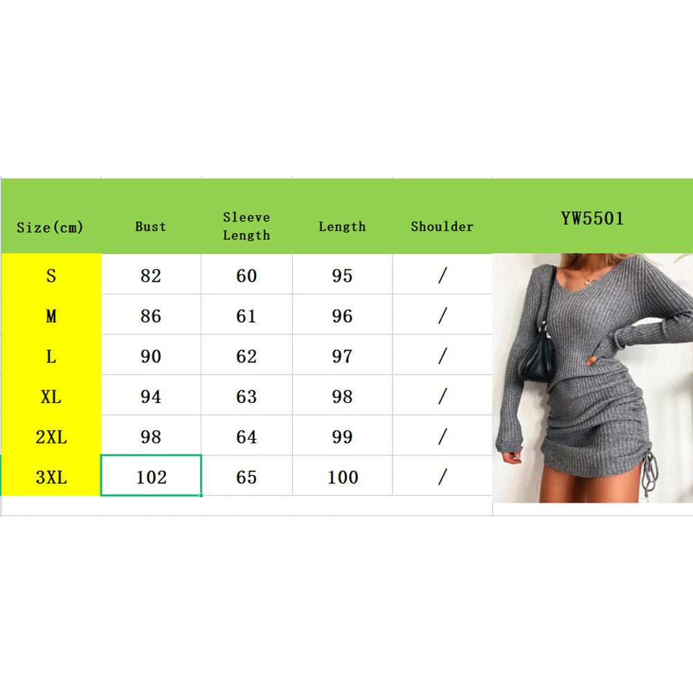 Sexy Slim Skirt Pleated Drawstring Bottoming Dress