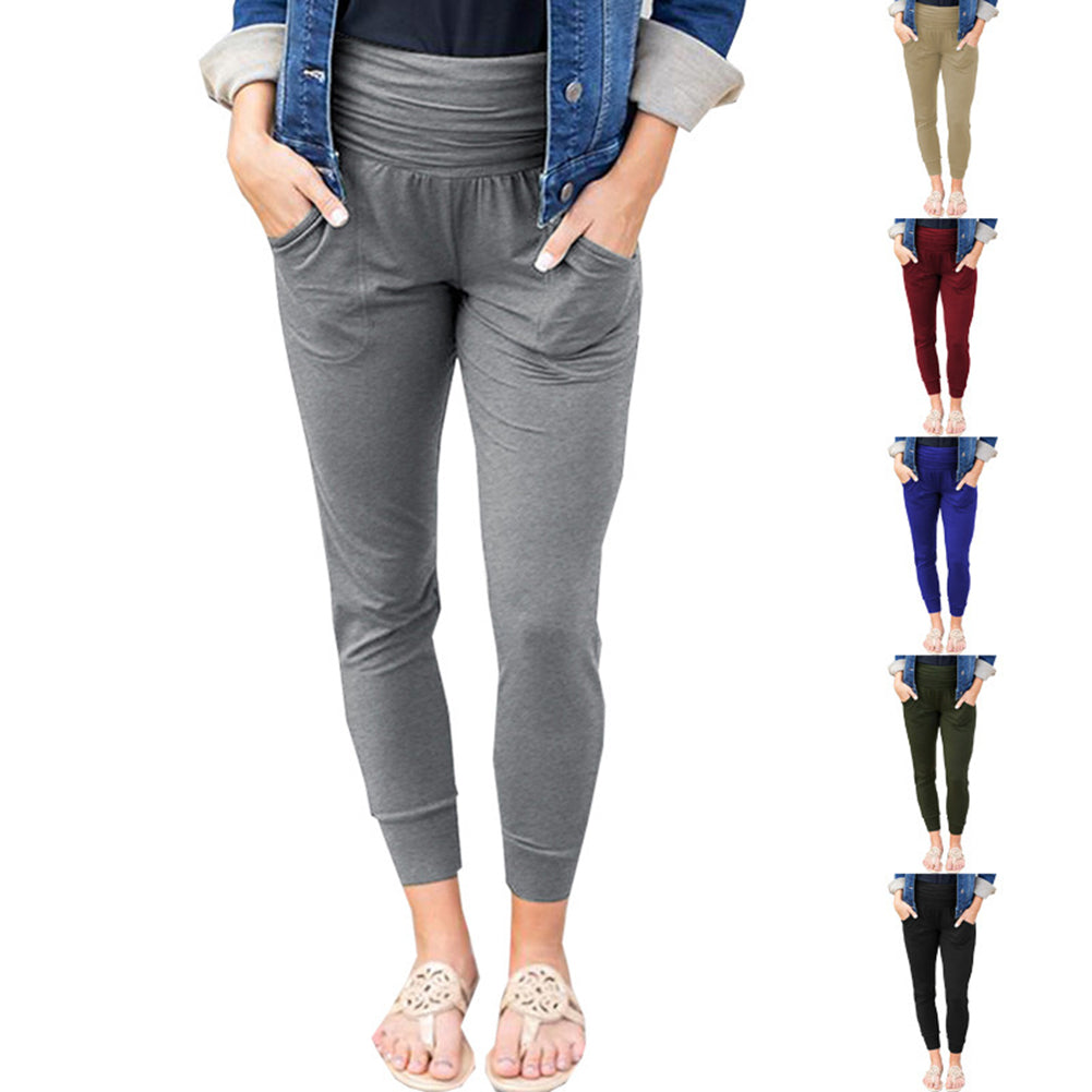 High Waist Pleated Pocket Leggings Pants