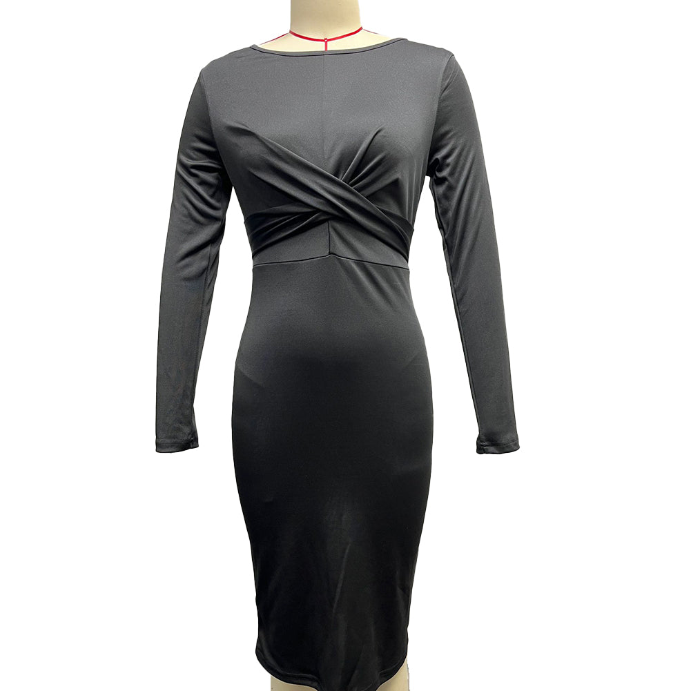 Alternative view of New French Retro Waist Slimming Slim Wrap Hip Dress