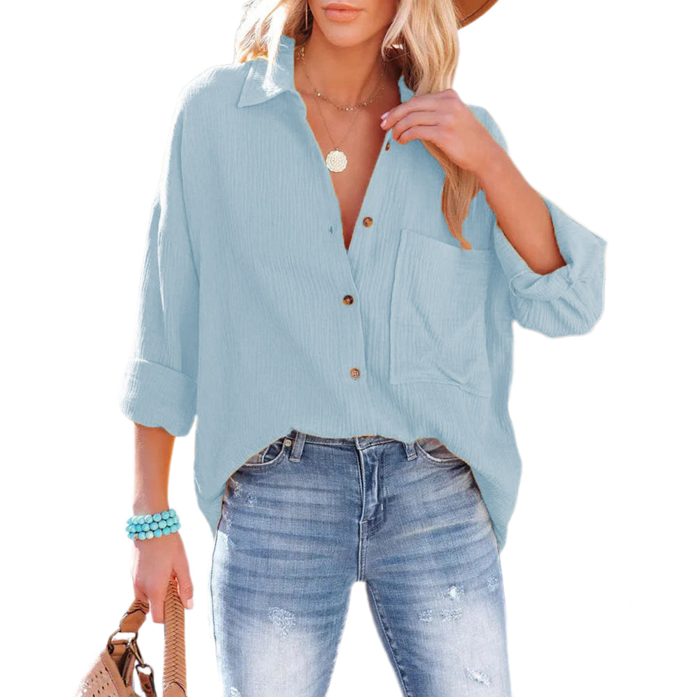 Alternative view of Dropped Shoulder Bat Tops Casual Long-sleeved Shirt