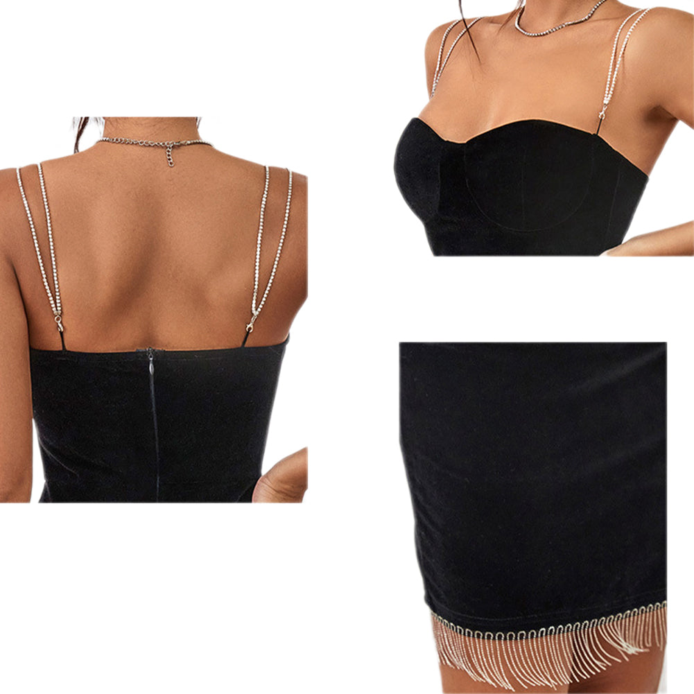 Suspenders With Fringe Party Dress