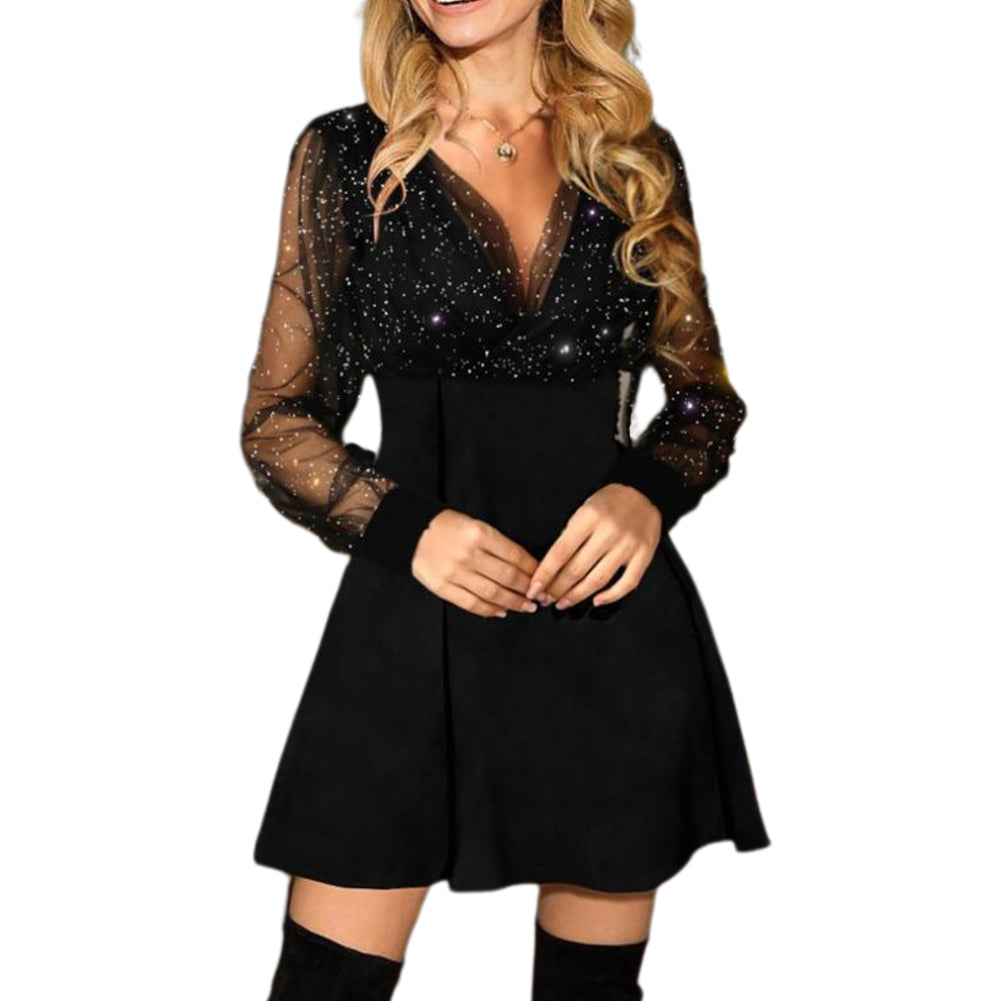 Alternative view of Spandex New Mesh Stitching Sexy Dress