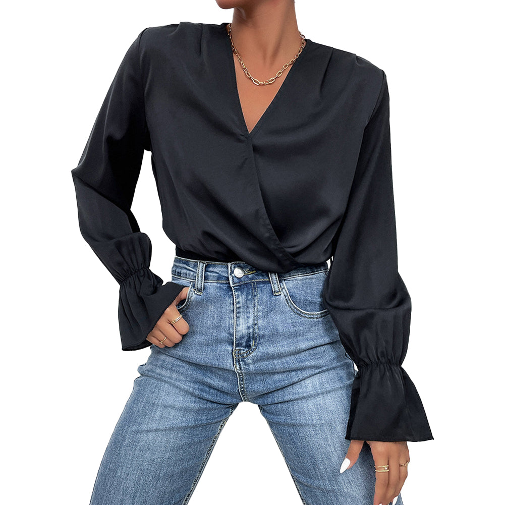 Alternative view of Women Spring New Black Long-sleeved Tight Tops