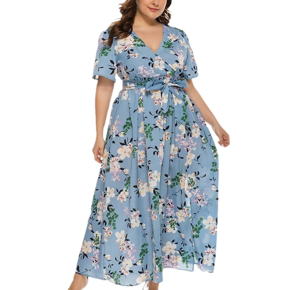 Summer Plus Size Women Dress Bohemian Slit Long Skirt