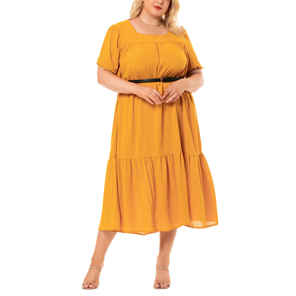 Alternative view of Plus Size Women Round Neck Bohemian Short Sleeve Dress