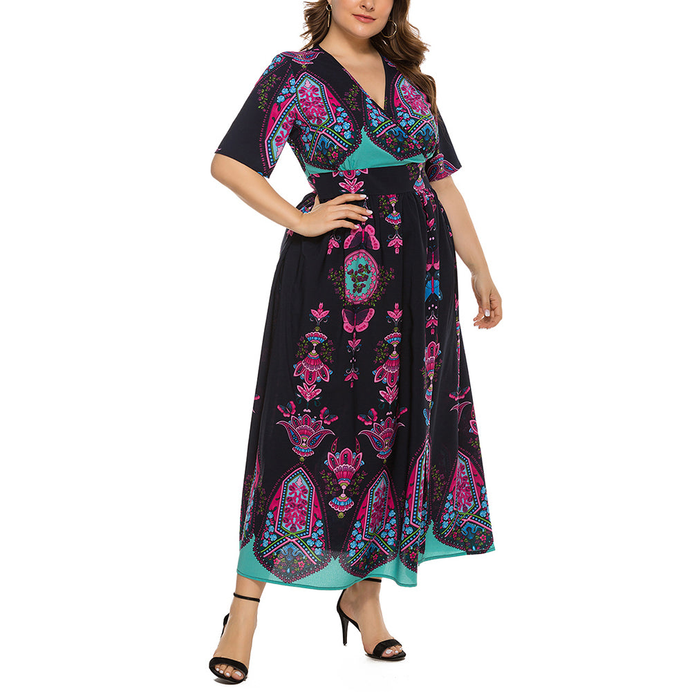 Plus Size Women Dress Bohemian Print Long Skirt - Image 4