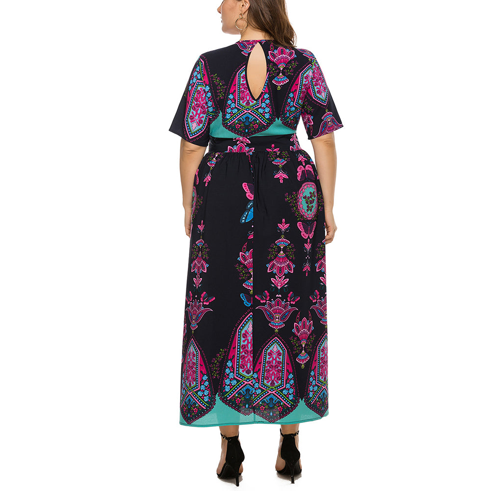 Plus Size Women Dress Bohemian Print Long Skirt - Image 3