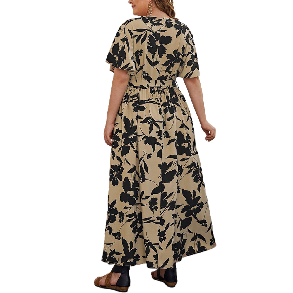 Style Cross-border Plus Size Women Fashion Printing Loose Dress