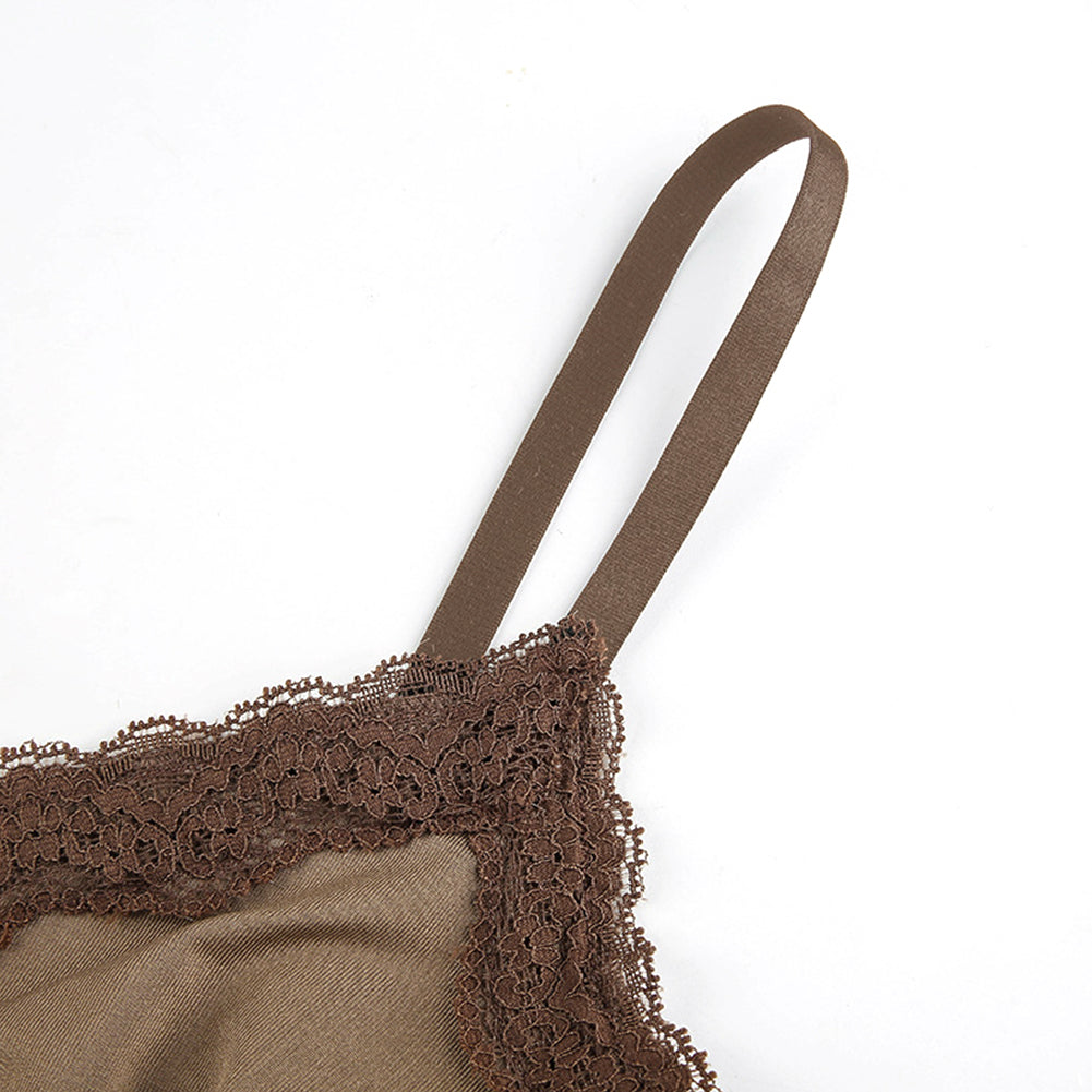 Alternative view of Lace Stitching V-neck Bust-shaped Suspenders Slim-fit Tops