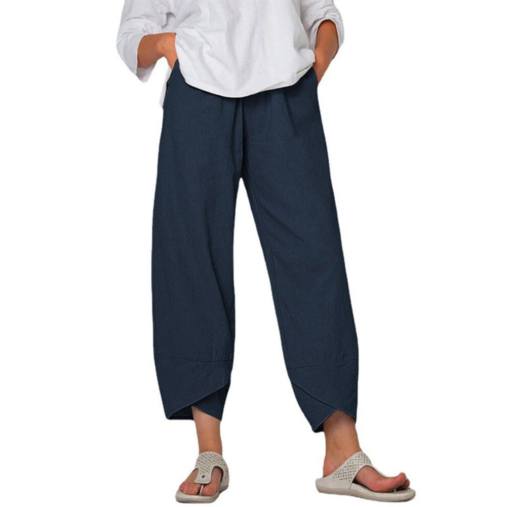 Alternative view of Women Wide-leg Pants Cotton Linen High Waist Pants