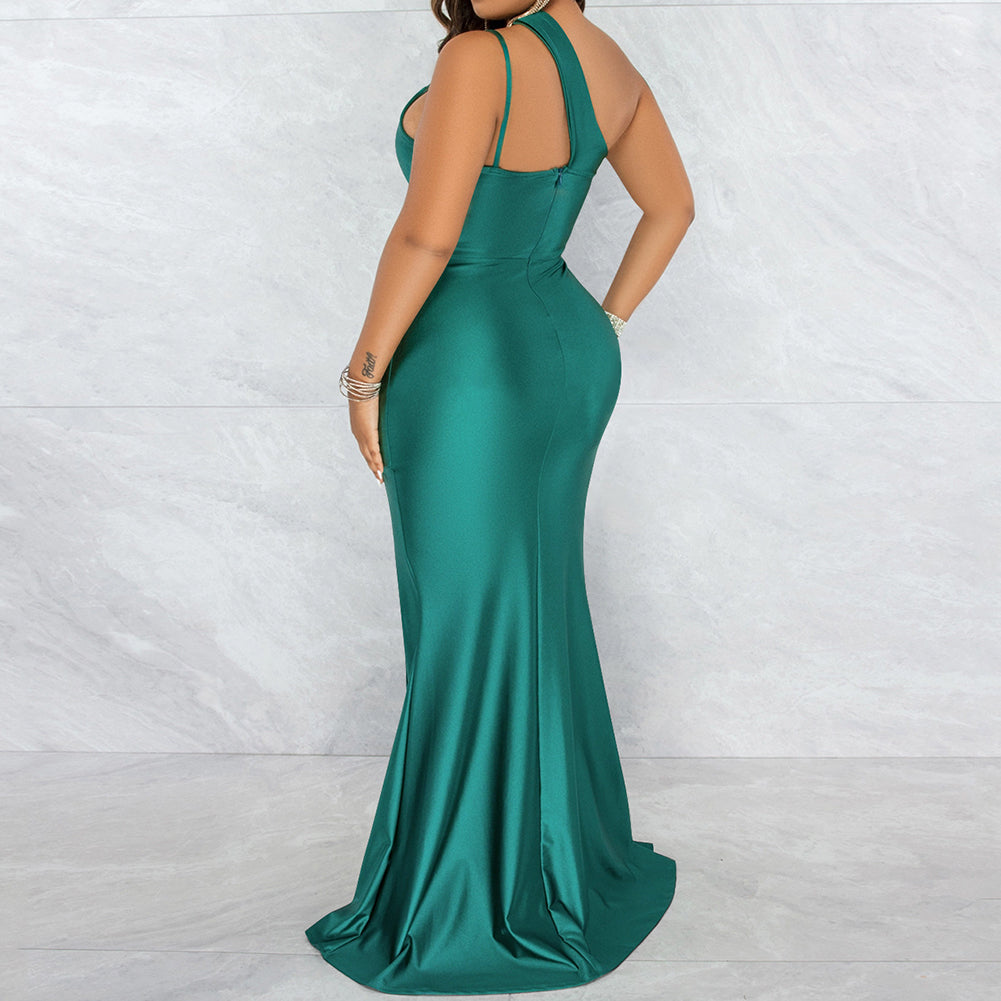 Alternative view of Sexy Slash Neck One Shoulder Strap Slit Dress