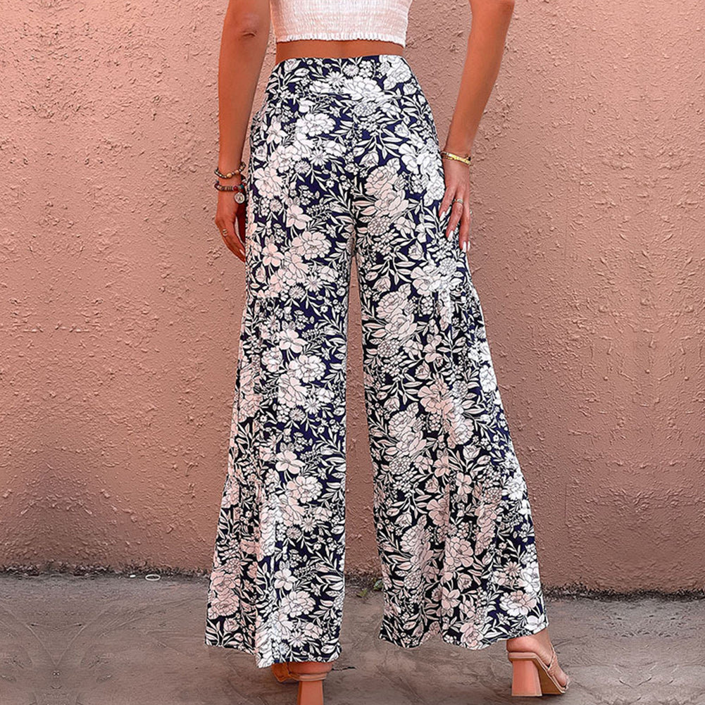 Alternative view of Women Wide-leg Pants Floral Printed High Waist