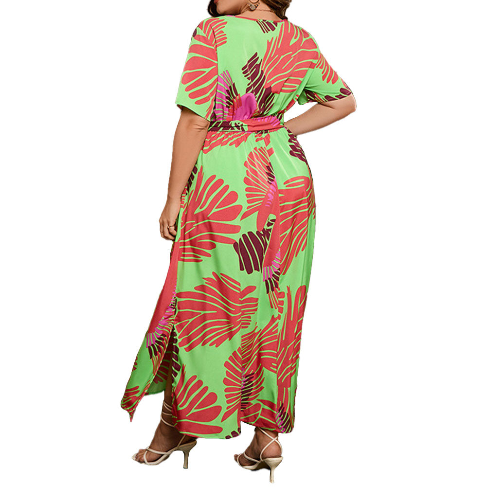Alternative view of Plus Size Dress Elastic Waist Floral Print Long Dress