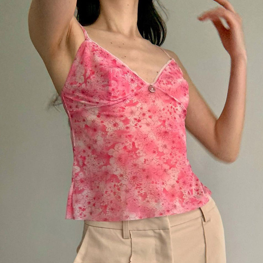 Alternative view of Floral Camisole V-neck Out Wear All-match Thin Vest Tops